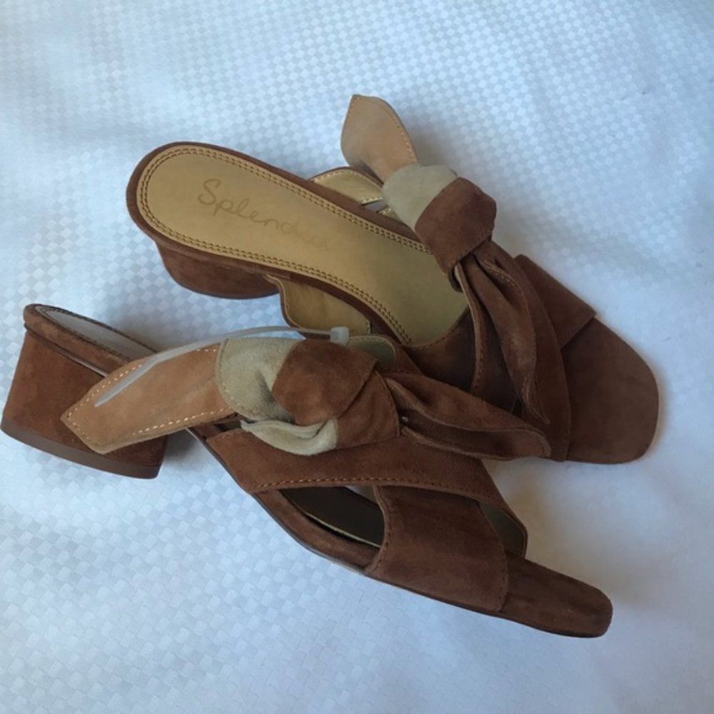 Splendid Women’s Cognac Bow Knot Slip-on Sandals Size 7.5 Suede - Picture 6 of 8